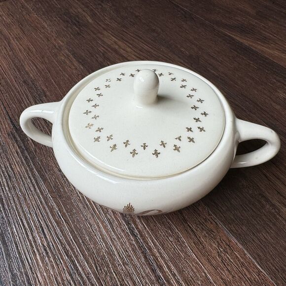 Vintage HOMER LAUGHLIN FLEUR DE LIS GOLDEN WHEAT 5 Bowls Set 5 1/2” + Sugar Dish - Picture 10 of 13